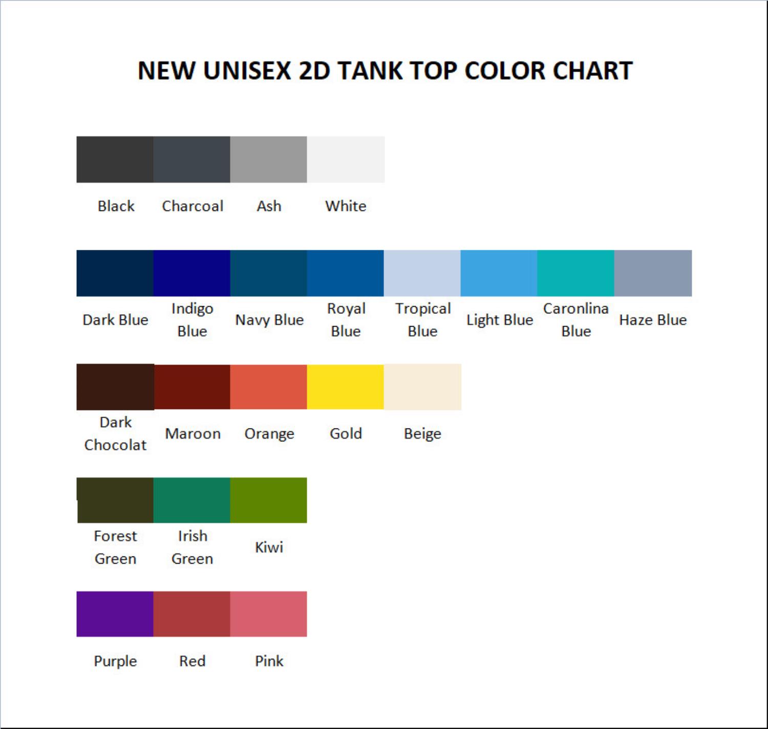 tank top color chart - Bloodborne UK Shop
